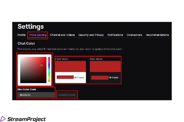 Ändern Sie die Twitch-Farbe direkt im Chat