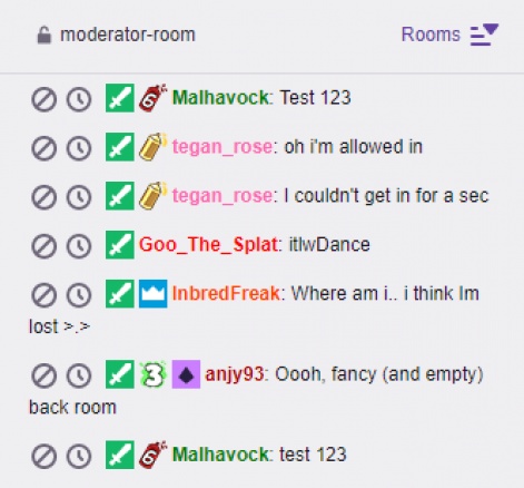 Twitch Mods erkennst Du im Chat an dem grün-weißen Schwertsymbol