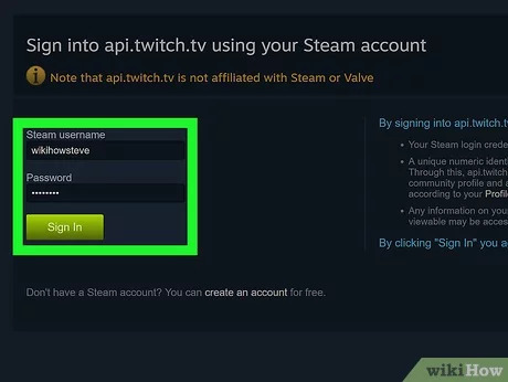 Steam-Login über Twitch im Webbrowser